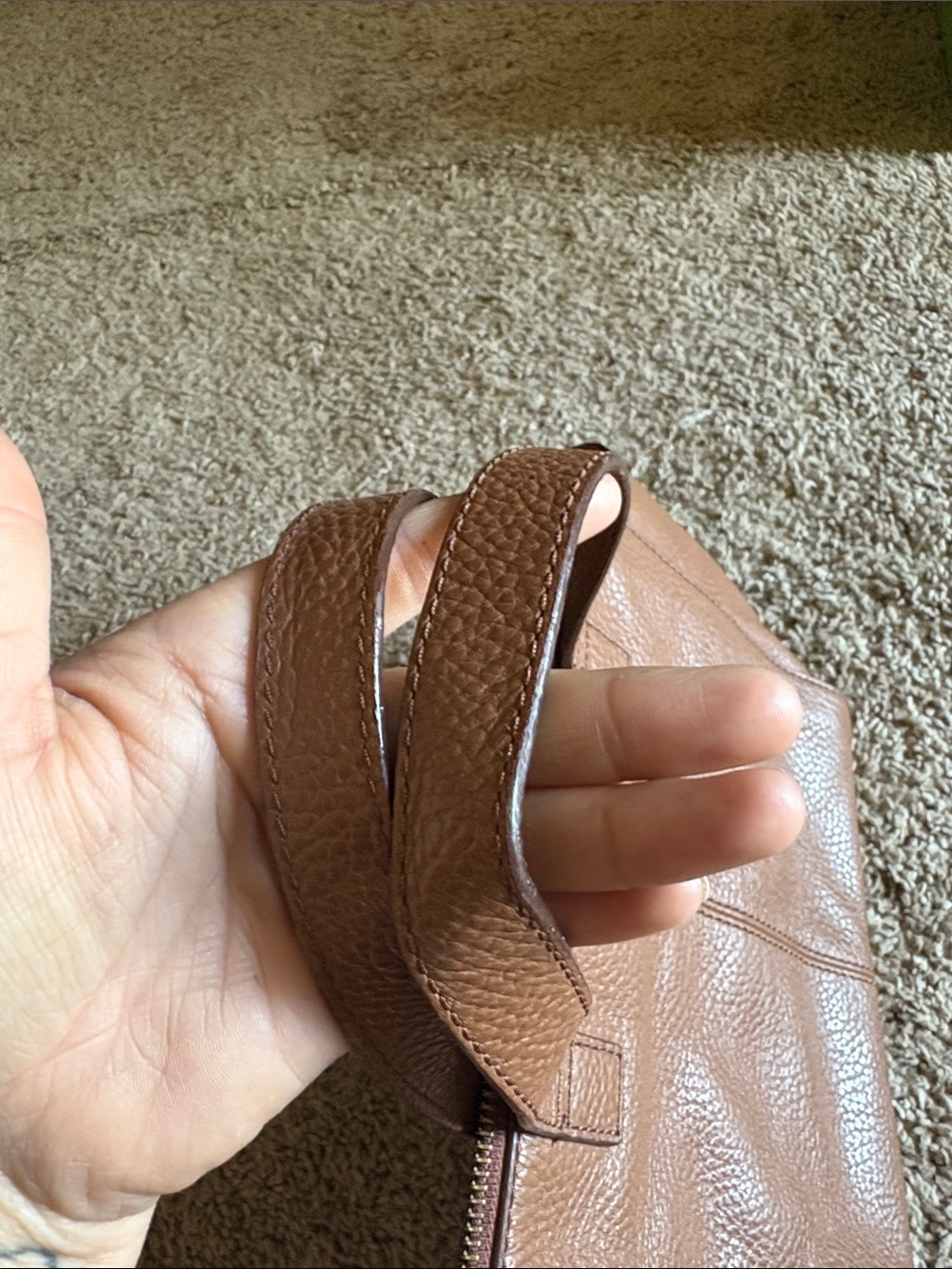 Fossil Tessa satchel Chestnut Brown Pebbled Leather Shoulder Bag - Picture 12 of 16